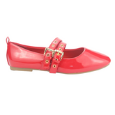 BALLERINAS CHALADA ROJO CHAROL MUJER 5-MIU-3