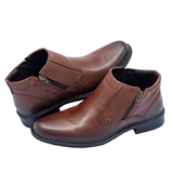 BOTINES PEGADA DE CUERO CAFÉ | 125354-02