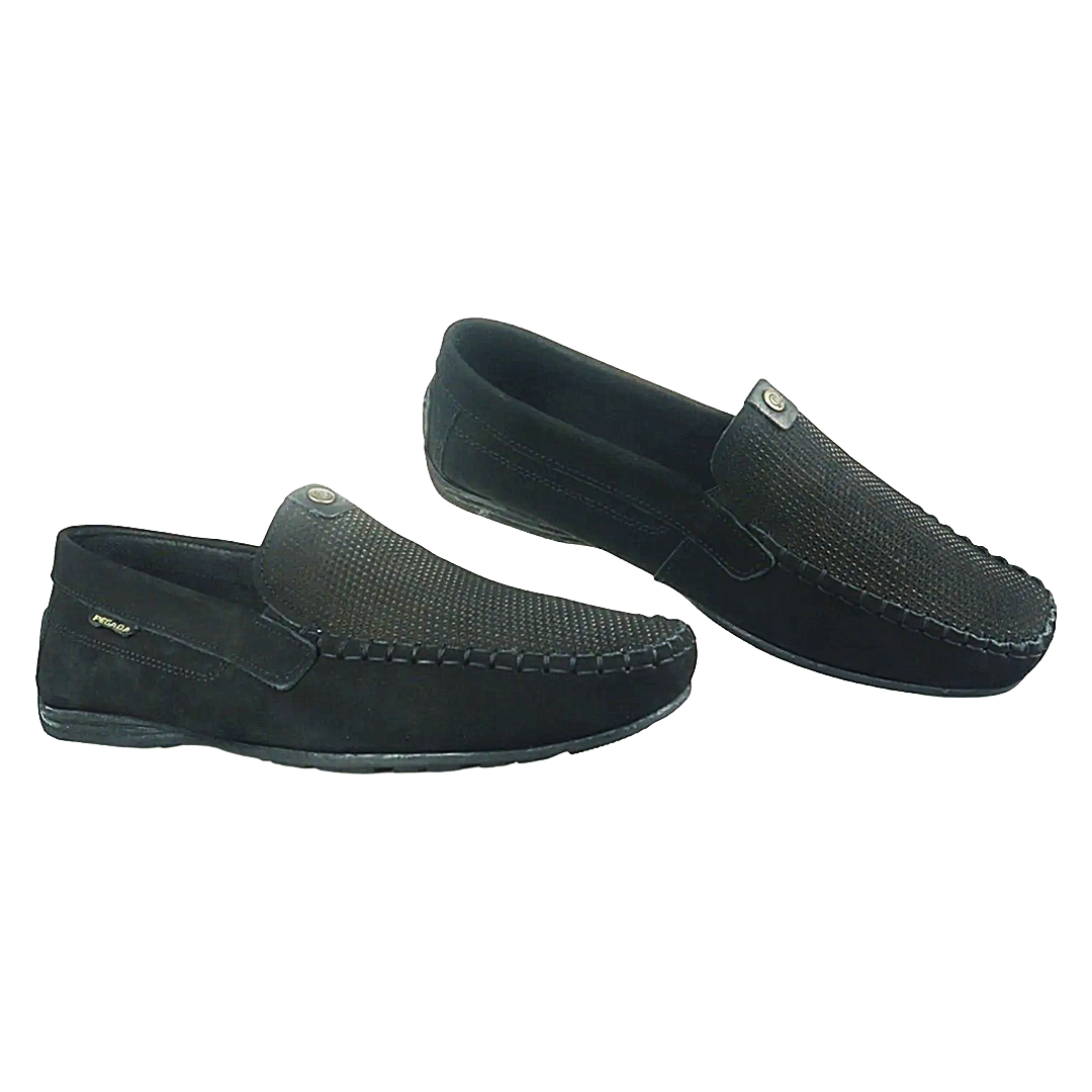 MOCASINES PEGADA CUERO NOBUCK NEGRO (HOMBRE) | 140741-08