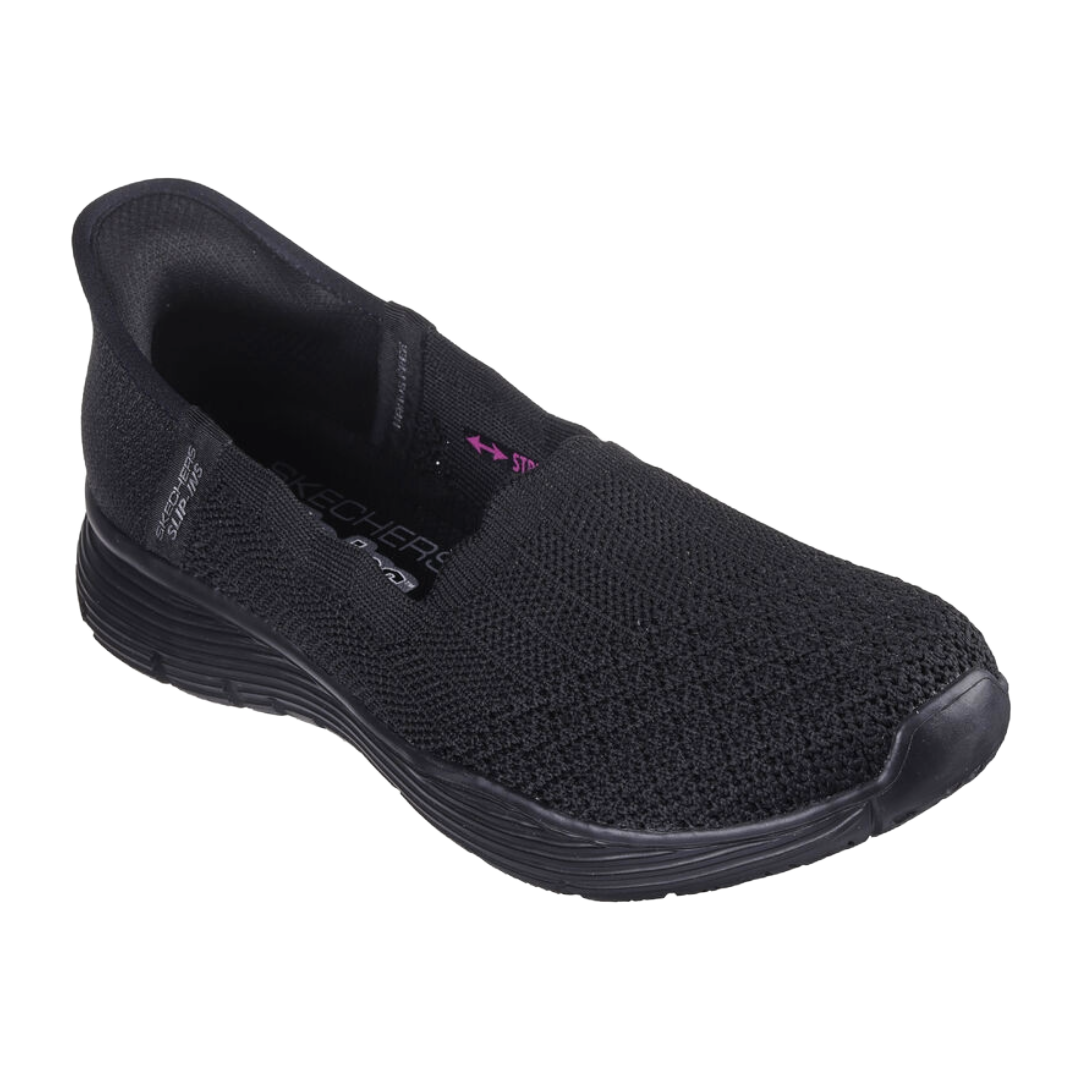 ZAPATILLAS SKECHERS SLIP-INS SEAGER BELIEVE IT NEGRAS (MUJER) | 158980-BBK