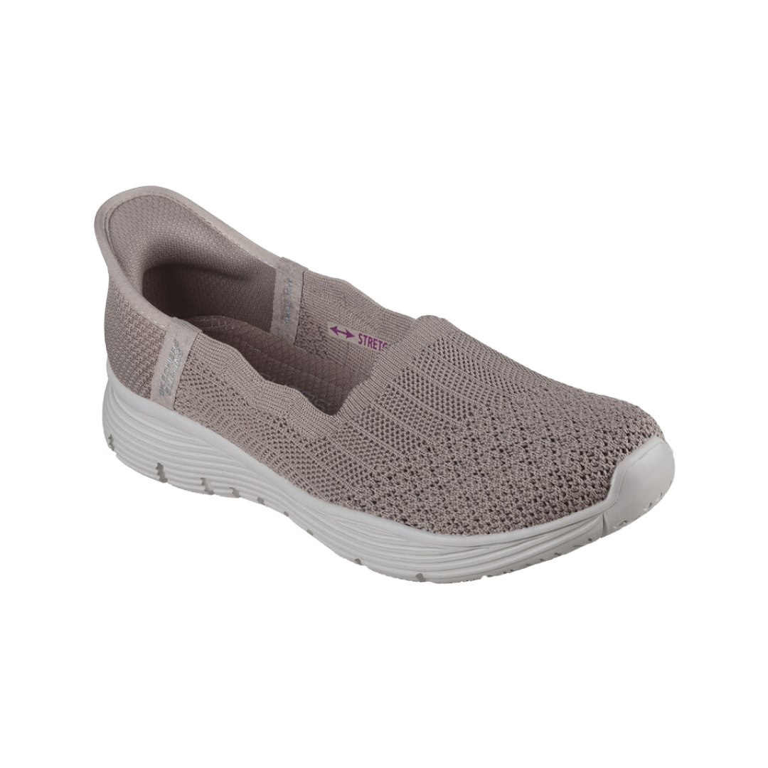 ZAPATILLAS SKECHERS SLIP-INS SEAGER BELIEVE IT TAUPE (MUJER) | 158980-DKTP