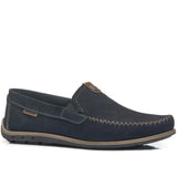 MOCASINES PEGADA DE CUERO NOBUCK AZUL MARINO (HOMBRE) | 141603-09