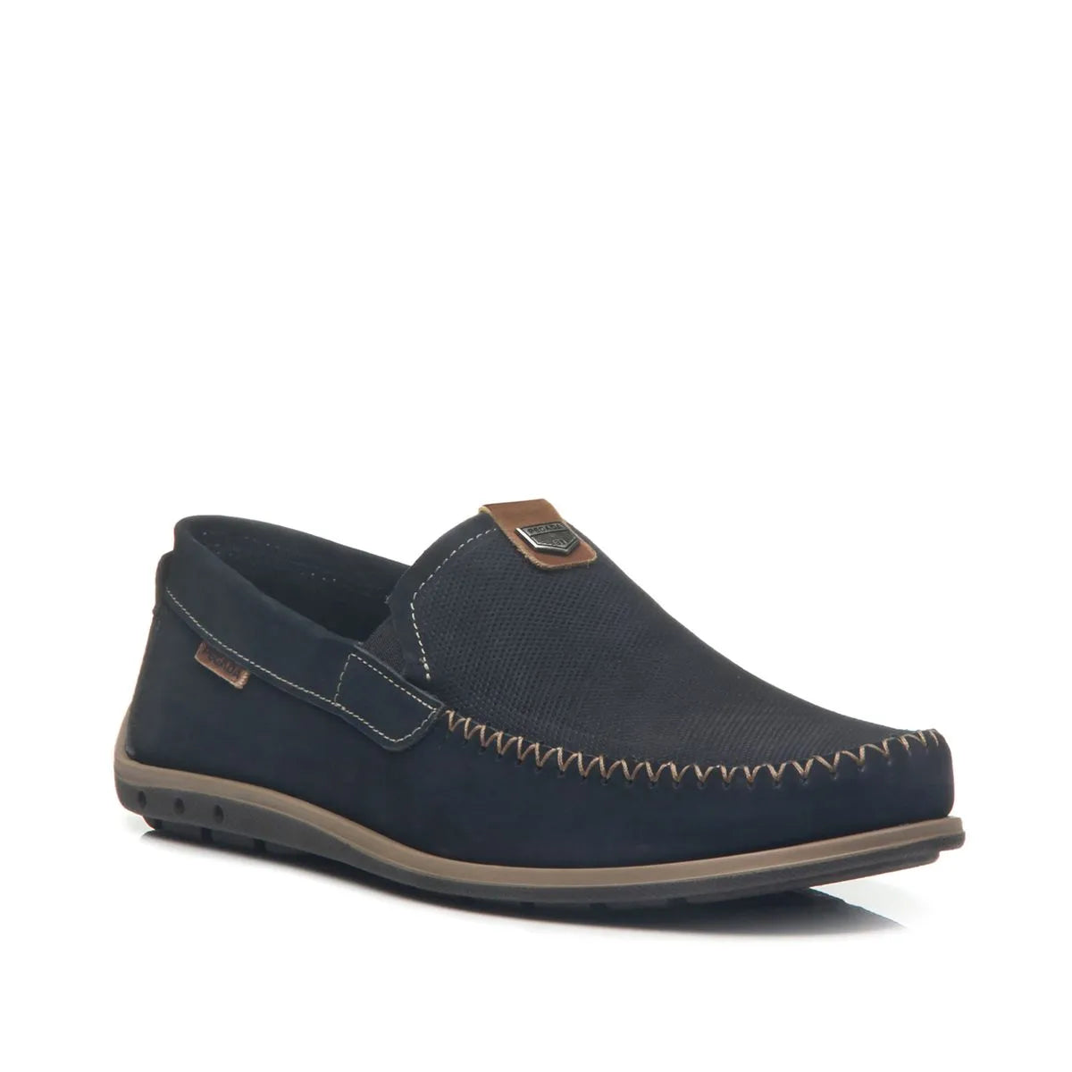 MOCASINES PEGADA DE CUERO NOBUCK AZUL MARINO (HOMBRE) | 141603-09