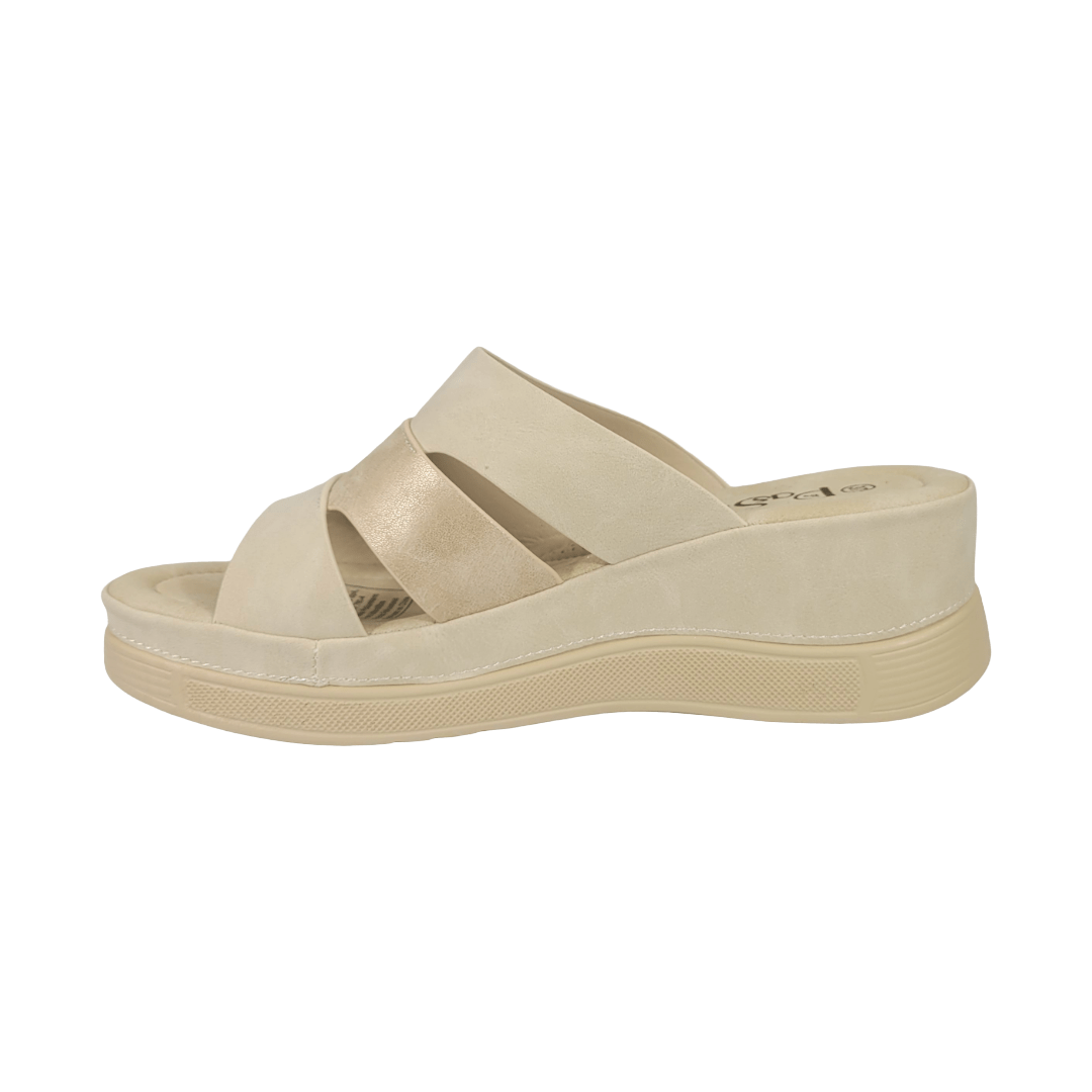 SANDALIAS BY PASS BEIGE MUJER Y9657 - 3A BY PASS 35 - CalzadosPaola