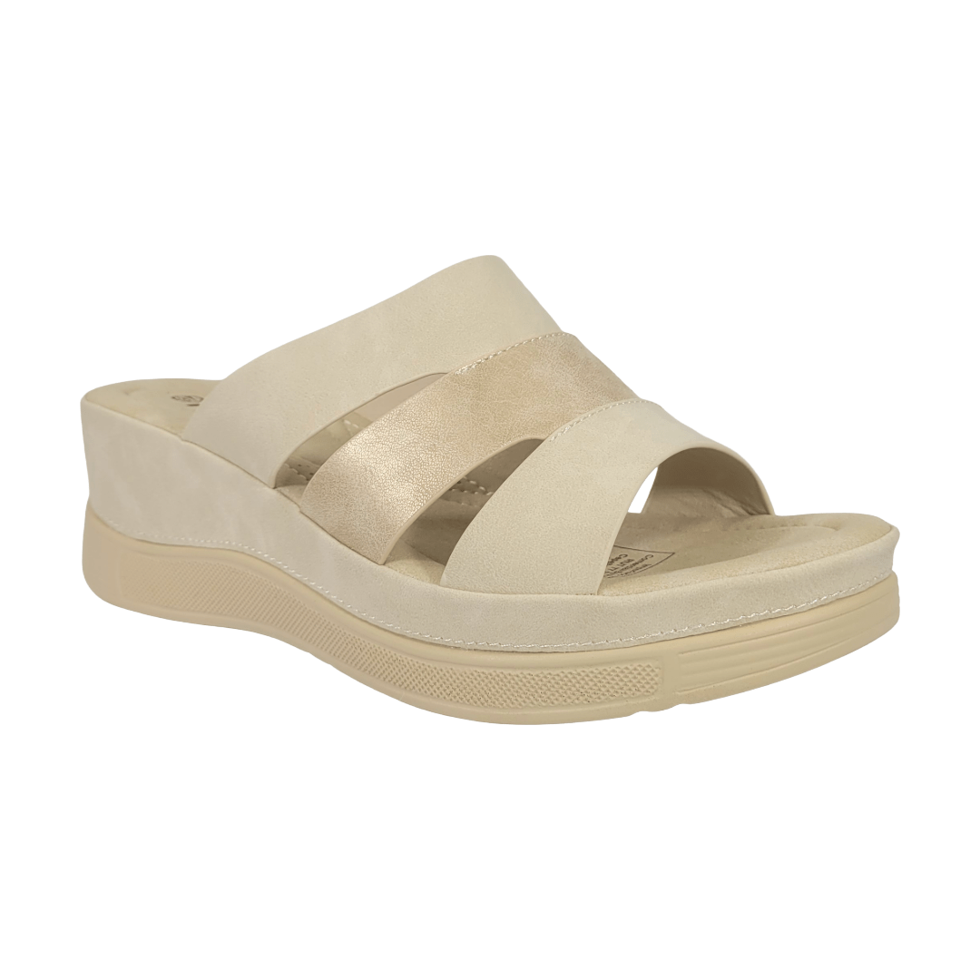SANDALIAS BY PASS BEIGE MUJER Y9657 - 3A BY PASS 35 - CalzadosPaola