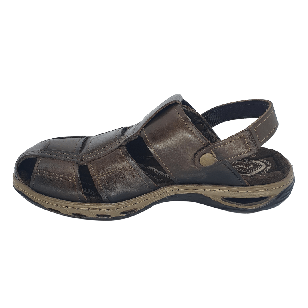 SANDALIAS CERRADAS PEGADA DE CUERO CAFÉ OSCURO (HOMBRE) | 131669 - 03 PEGADA 39 - CalzadosPaola