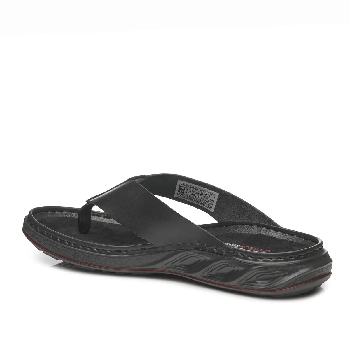 SANDALIAS OJOTAS PEGADA DE CUERO NEGRAS (HOMBRE) | 134103 - 05 PEGADA 39 - CalzadosPaola