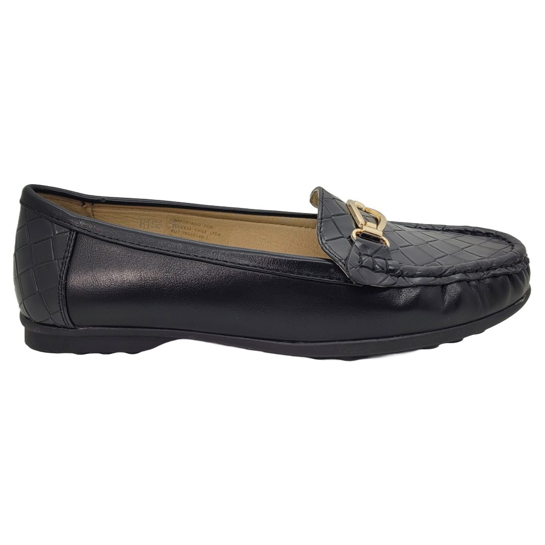 MOCASIN HUALUNAOTE NEGRO/DORADO | H-106